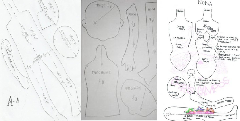 Выкройки кукол, размещенные в интернете. 