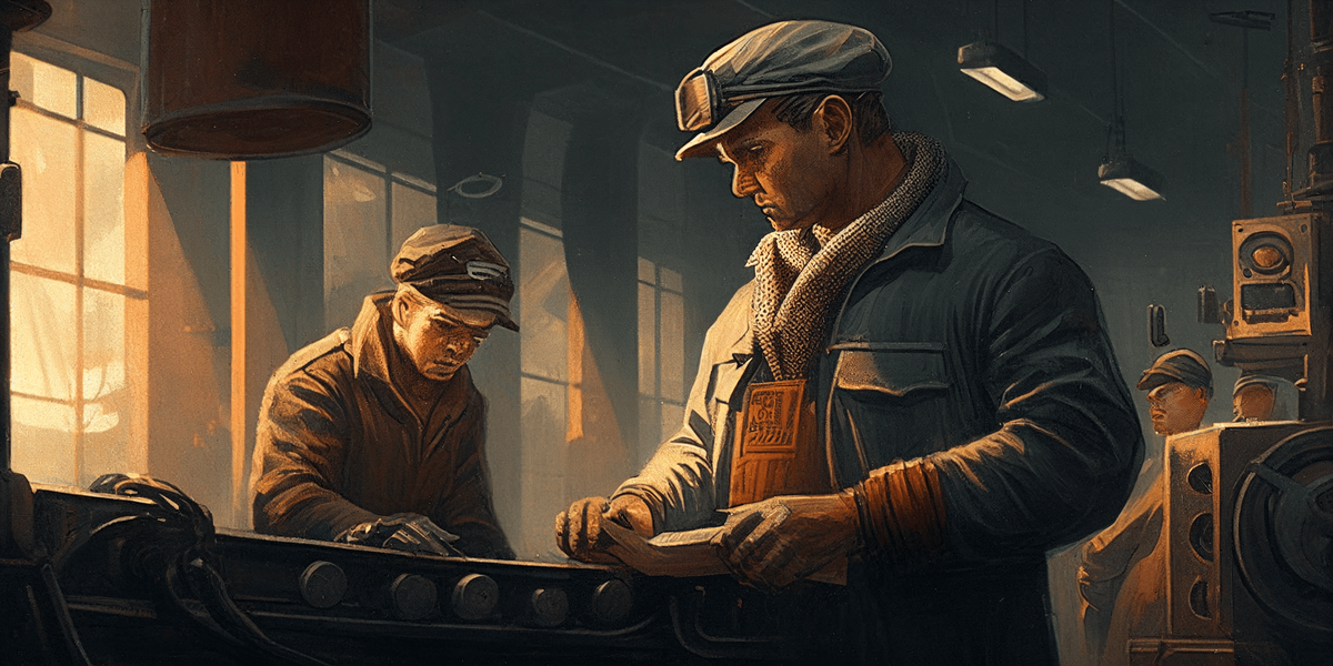  , Yury Pimenov: A dynamic portrayal of Soviet life, featuring workers and machinery