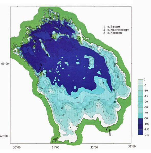 Карта глубин озера Ильмень