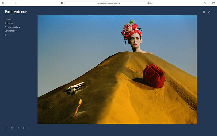 Сайт-портфолио фотографа Павла Антонова, специализирующегося на съемке портрета, моды и театра.
