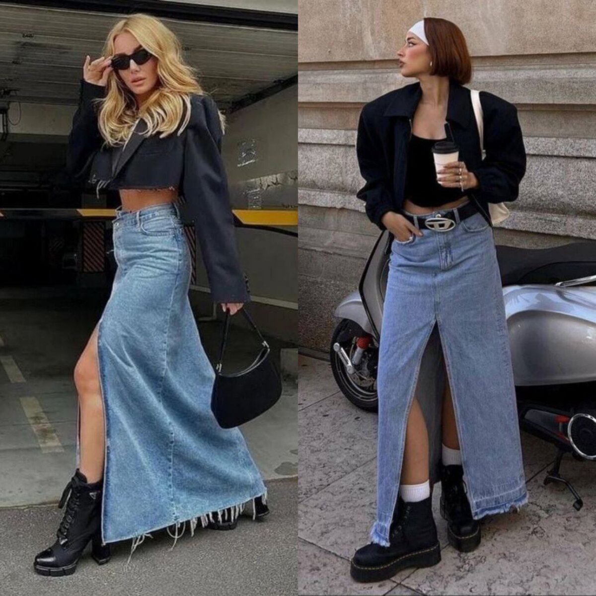 1. Юбка макси + укороченный жакет