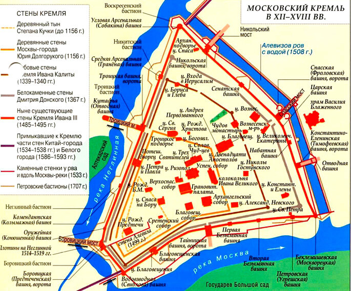 План московского кремля с названиями