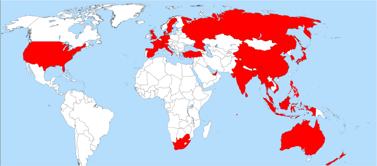 Singapore Airlines совершает полёты в 62 пункта назначения в 32 странах на пяти континентах.
