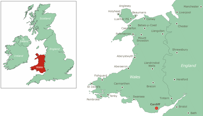 Города уэльса карта