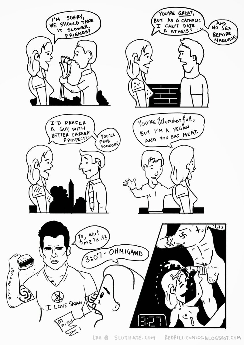 Пример одного из многочисленных сетевых творений инцелов. Больше - см. https://incels.wiki/w/Inceldom_comics