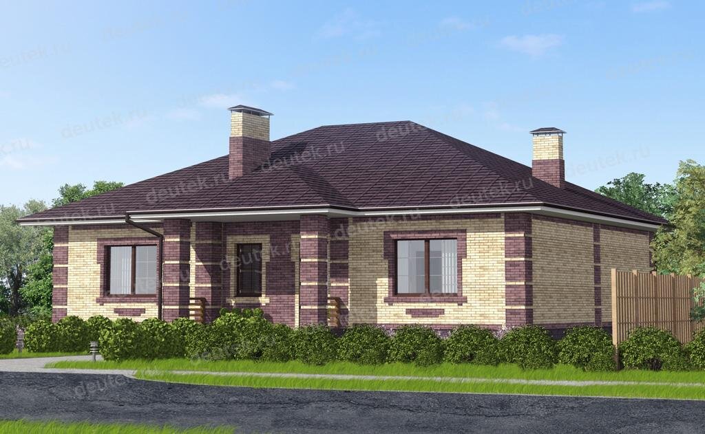 Проект простого одноэтажного дома 128 м2 из газобетона | DEUTEK ...