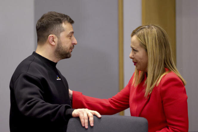 Президент Украины Владимир Зеленский и председатель Совета Италии Джорджия Мелони 9 февраля 2023 года в Брюсселе.