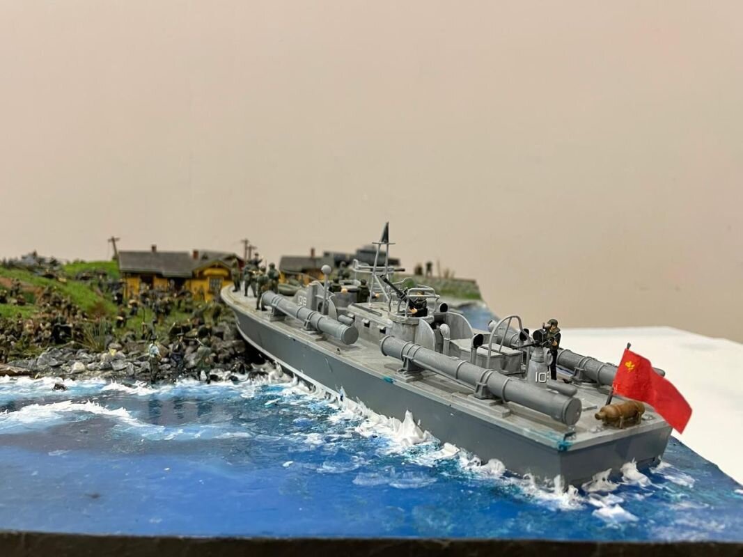 Диорамный макет битвы при Новороссийске времен ВОВ