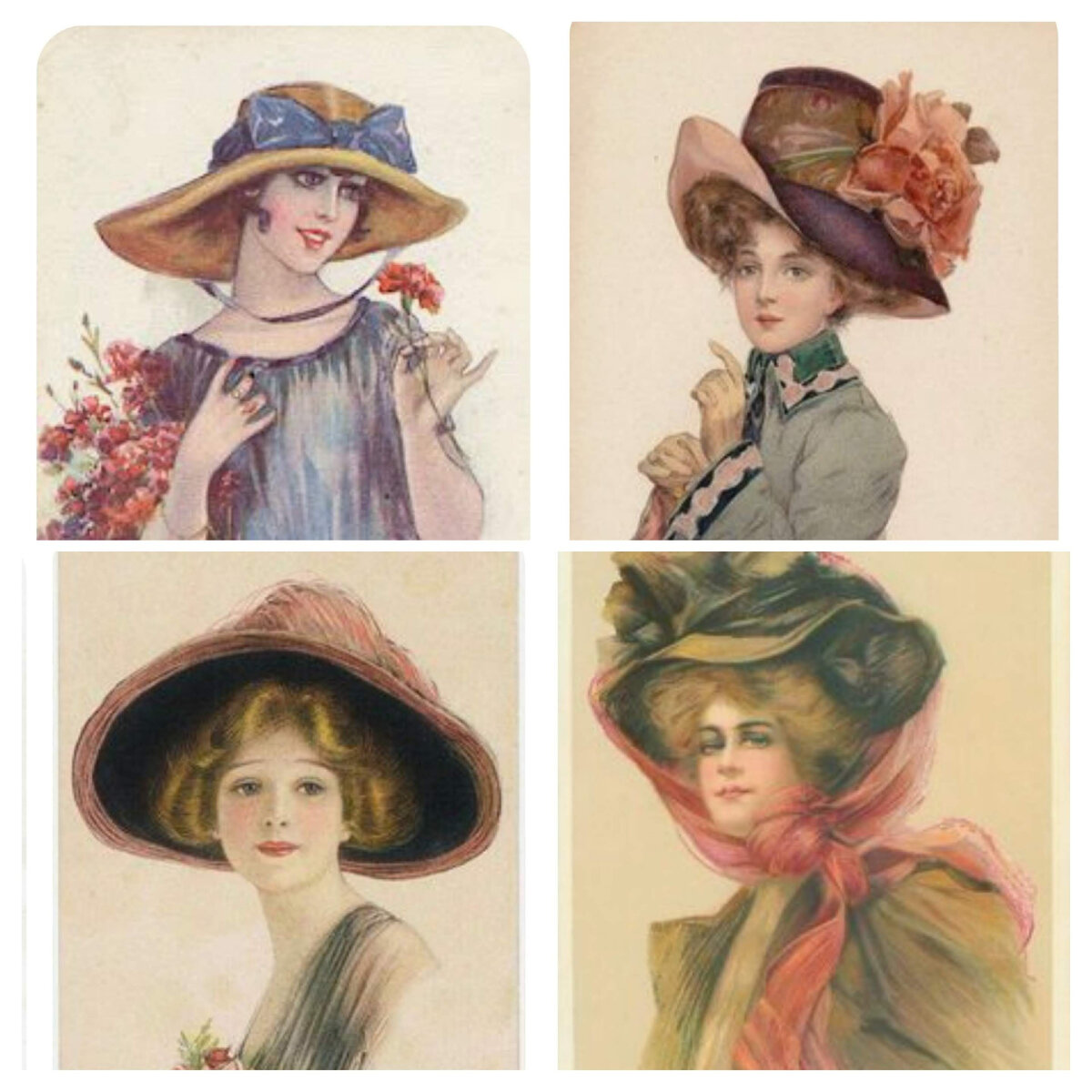 Дамы прошлого века, возможно на них похожи главные героини книги "Две дамы и апельсиновый джем"  (рисунки для коллажа взяты из открытых источников в интернете) 