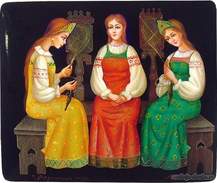 Раскраски поздно, Раскраска Три девицы под окном пряли поздно вечерком сказка о царе салтане.