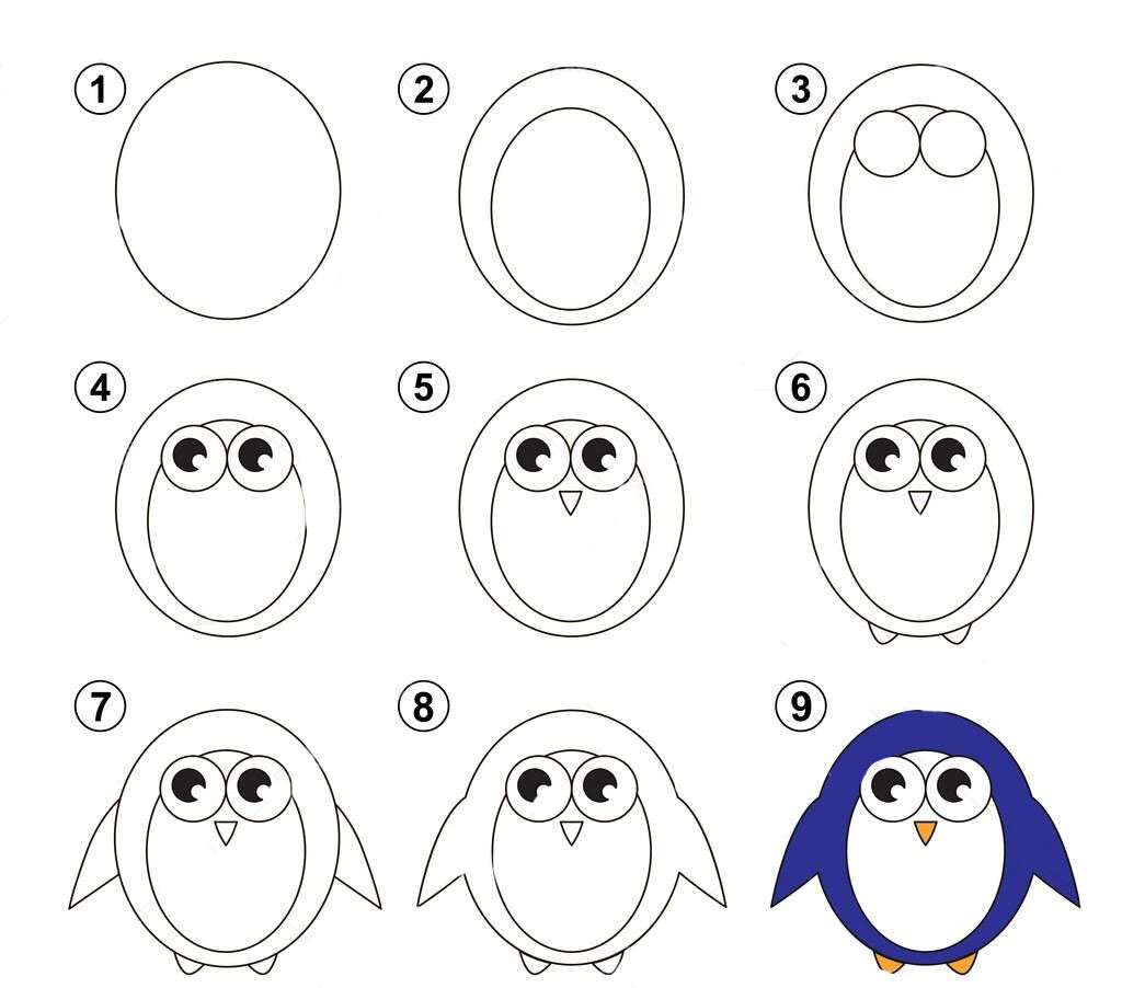 Как нарисовать пингвина фломастером или карандашом
