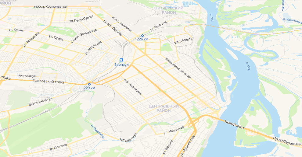 Барнаул. Источник - Яндекс-карты