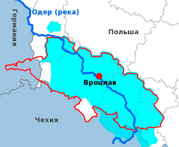 Карта послевоенного раздела Силезии