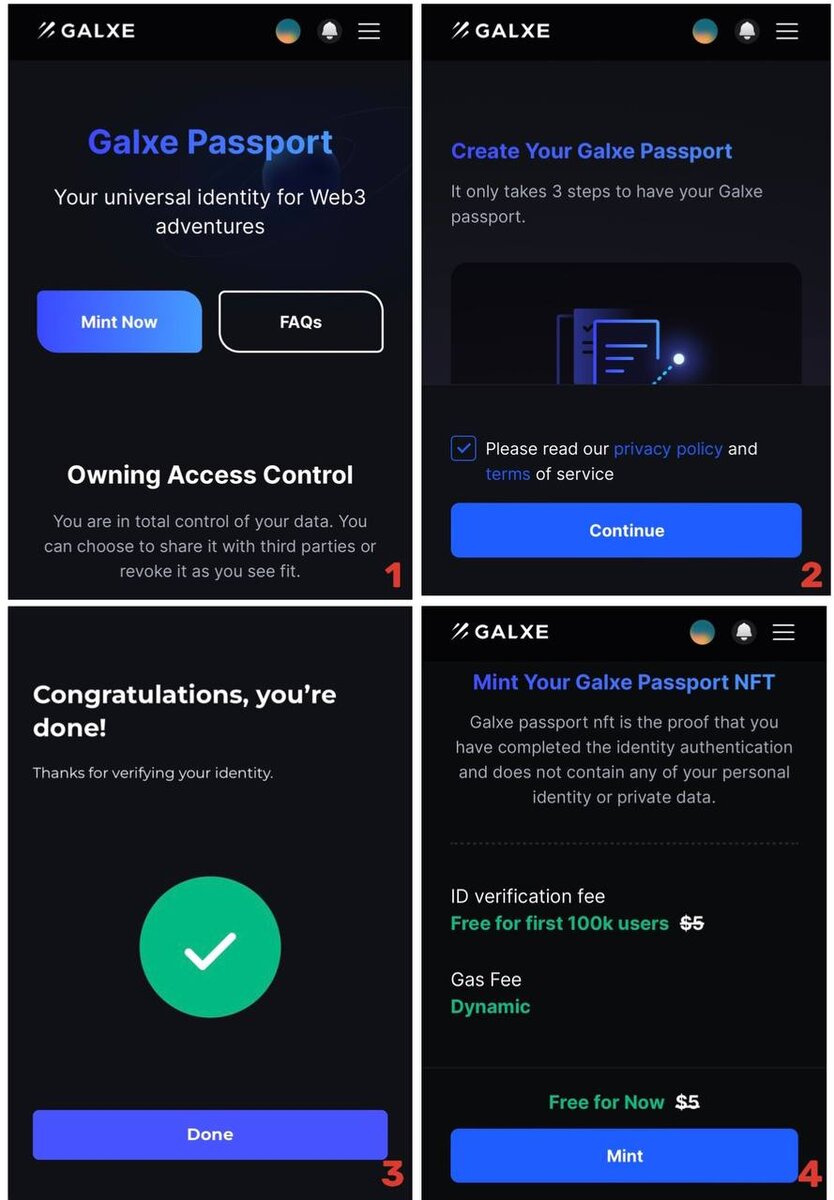 Рис 1. Создание Galxe Passport