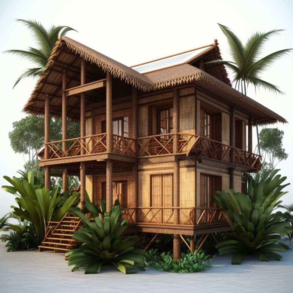Это бамбуковый дом который сформировал искусственный интеллект по моему запросу