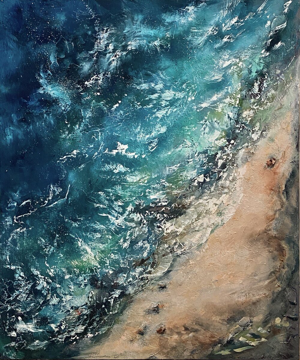 «Линия моря», холст, масло, текстурная паста,  50 * 60 см, 2023 