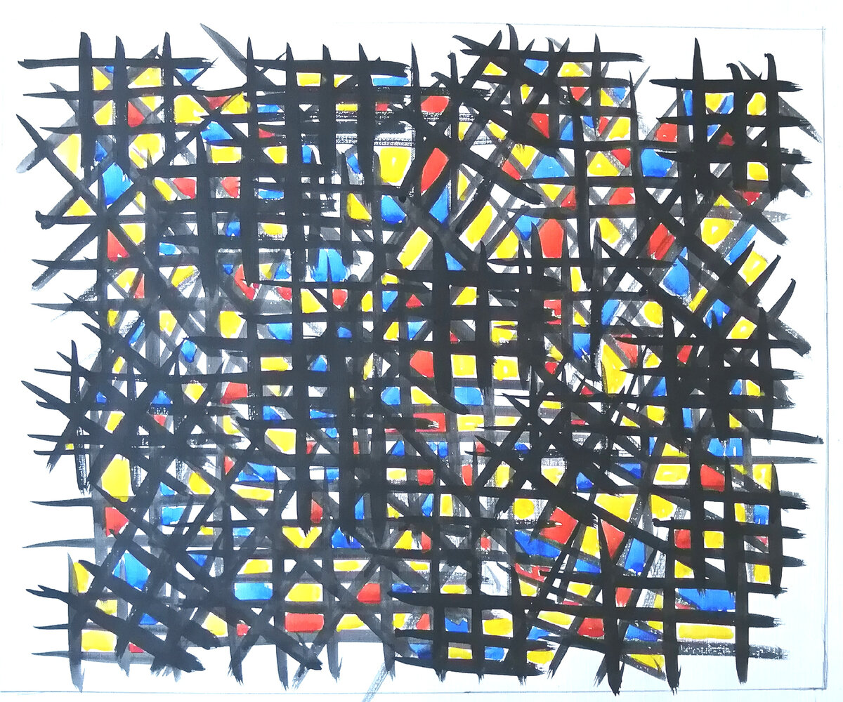 Людмила Никулина. Композиция декомпозиции. Бумага, акварель, 40х50 см, 2020.