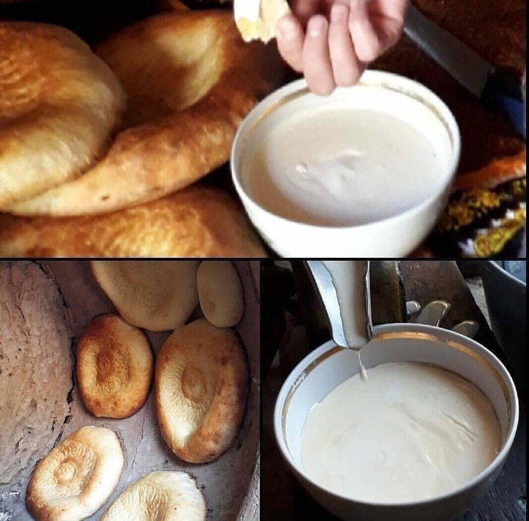 Материал из открытых источников. Каймак с горячей лепешкой. Лучшее комбо.