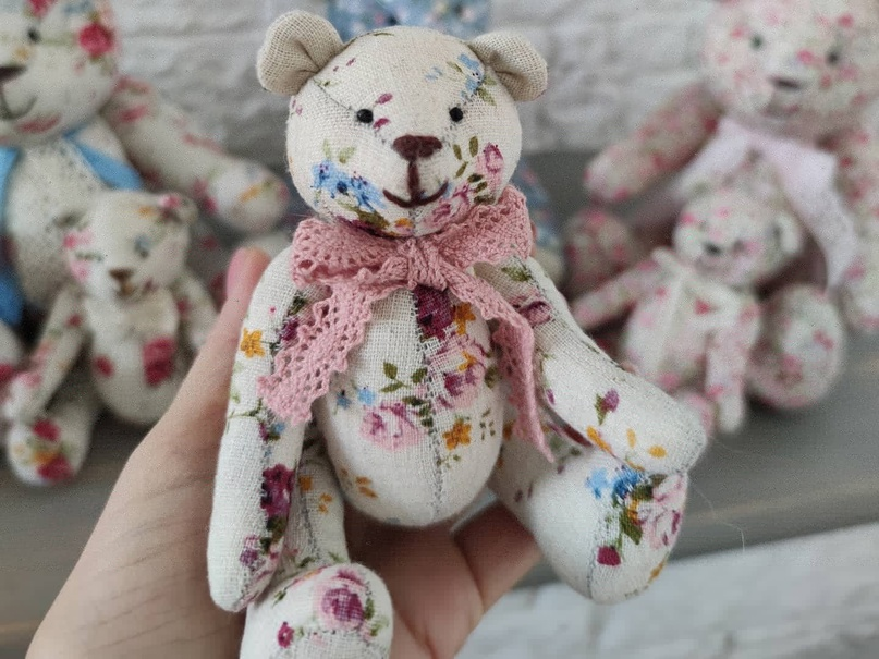 Мишка с нашего курса «Шитье мишек изо льна»