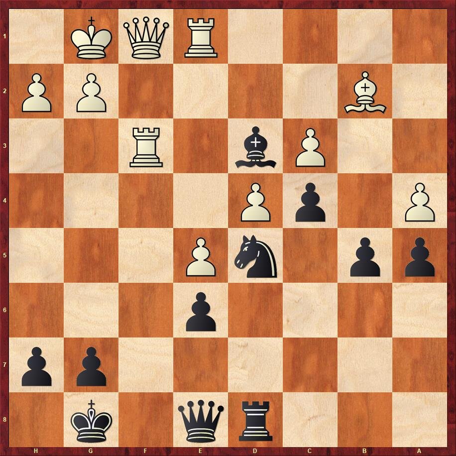 Позиция после 29 хода выглядит лучше уже у черных. 