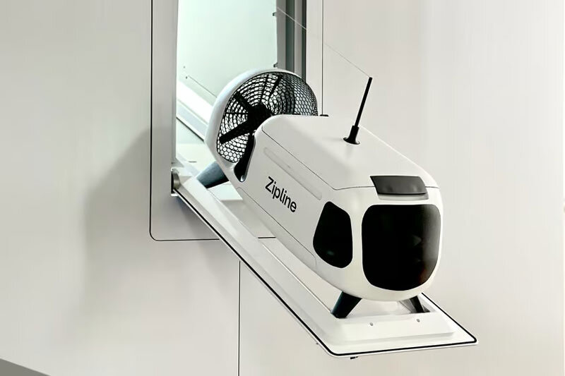    Спускаемый контейнер для груза — дроид. Источник изображения: Zipline