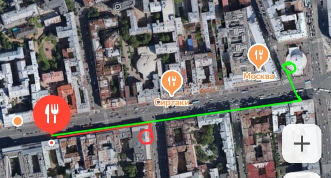 как добраться. красный - от метро Маяковская, зеленая - от пл. Восстания