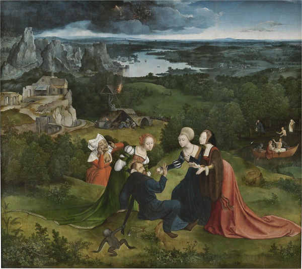 "Искушение Св. Антония", автор пейзажа - Иоахим Патинир, фигуры - Квентин Массейс, 1520-24. (с) Из коллекции Прадо