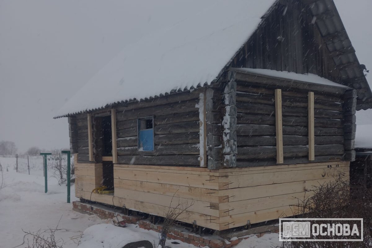 Подъем бани на 60 см и добавление бруса в дер. Курковицы 