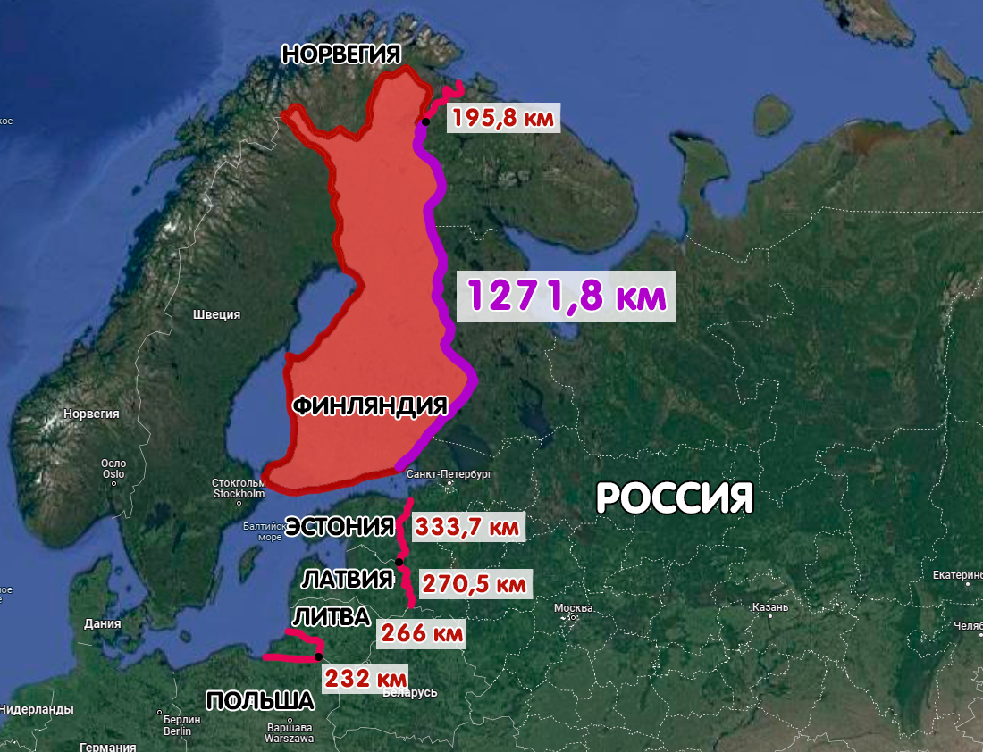 Норвегия и россия карта