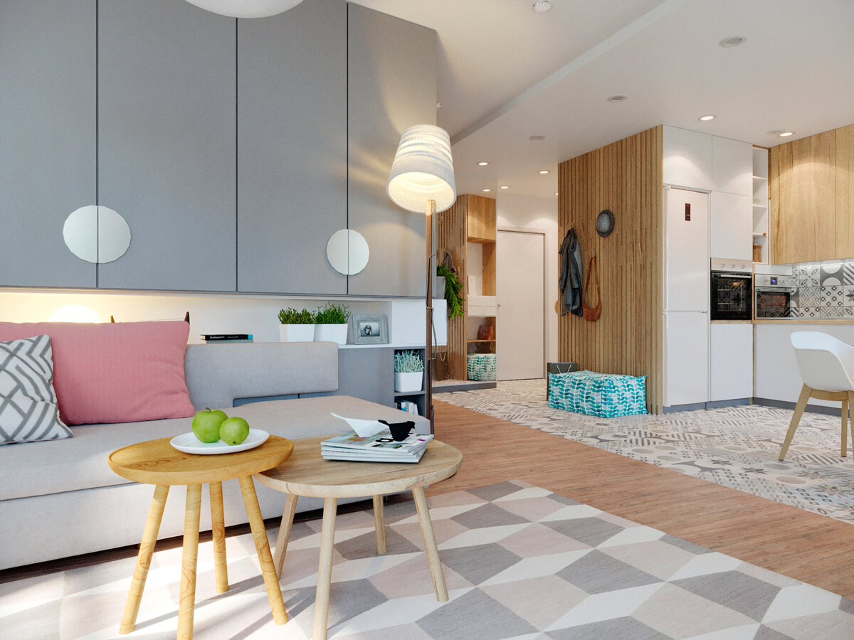 Без излишеств, но очень мило. Приятный, эргономичный интерьер в скандинавском стиле