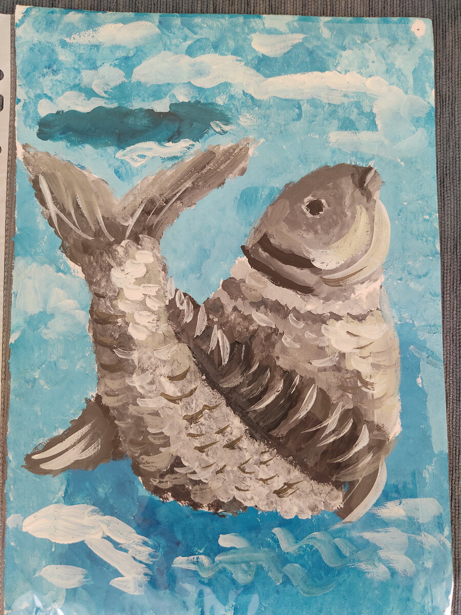 Фото автора, картинка Ивана. "Рыба об лёд".