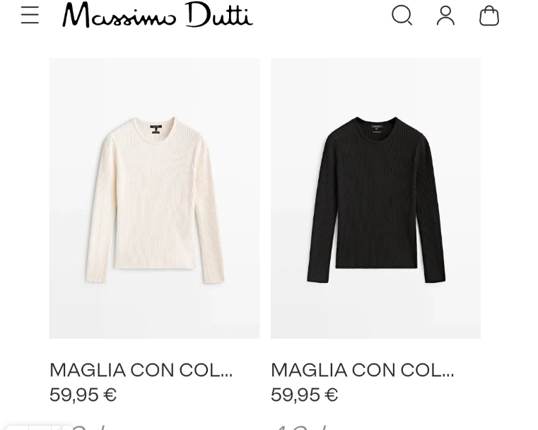 Стоимость пуловеров Massimo Dutti с официального сайта бренда.