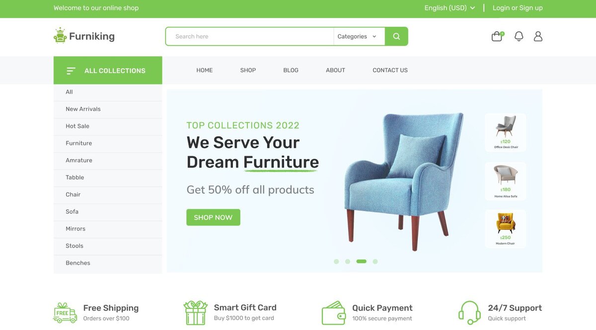 Макет Figma лендинга магазина мебели