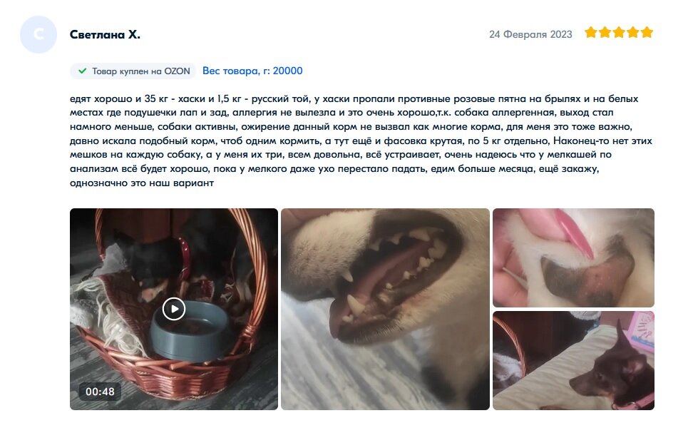 Отзыв о корме для собак Buddy Dinner на OZON
