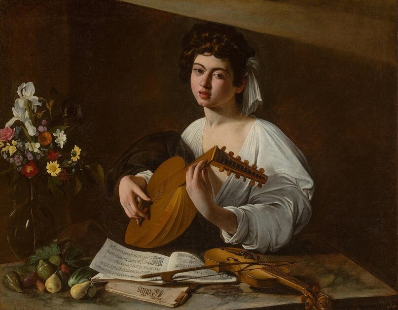 Юноша с лютней, 1596