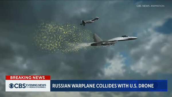 Репортаж CBS об упавшем дроне MQ-9. Видео © YouTube / CNN 