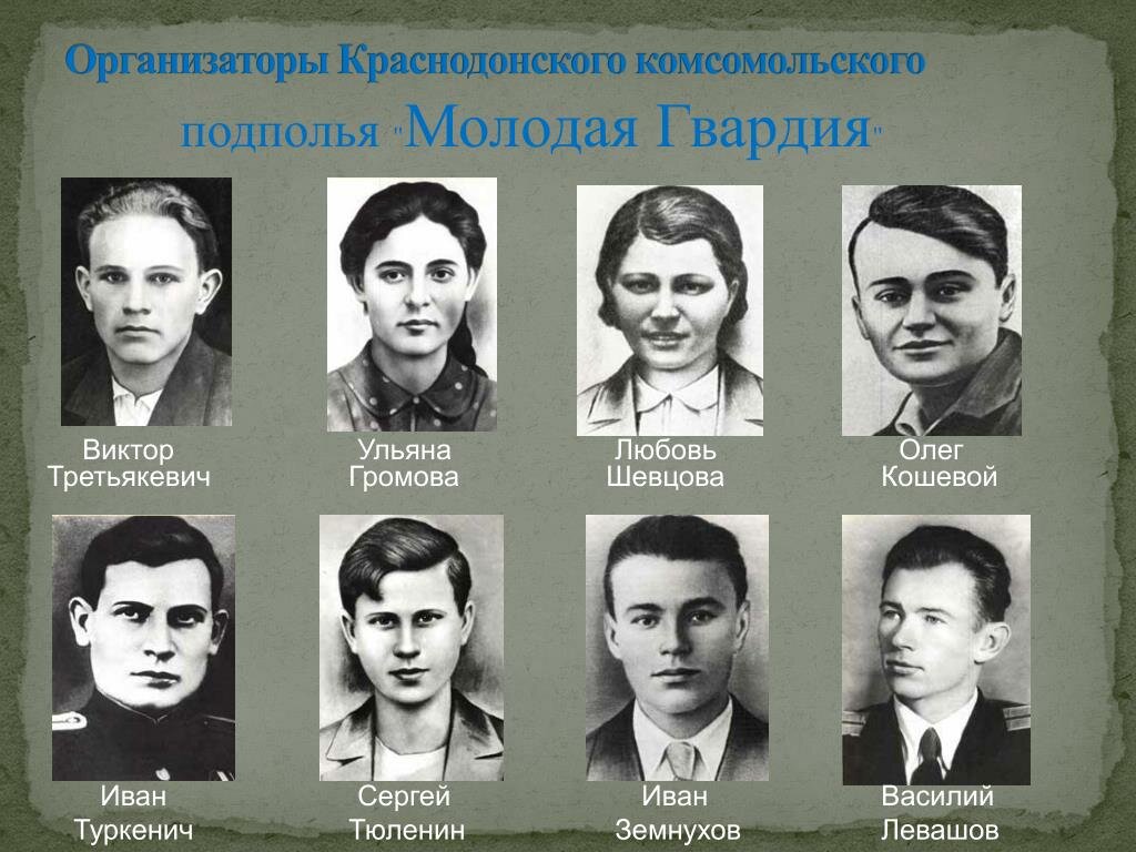 Герои молодогвардейцы фото и имена