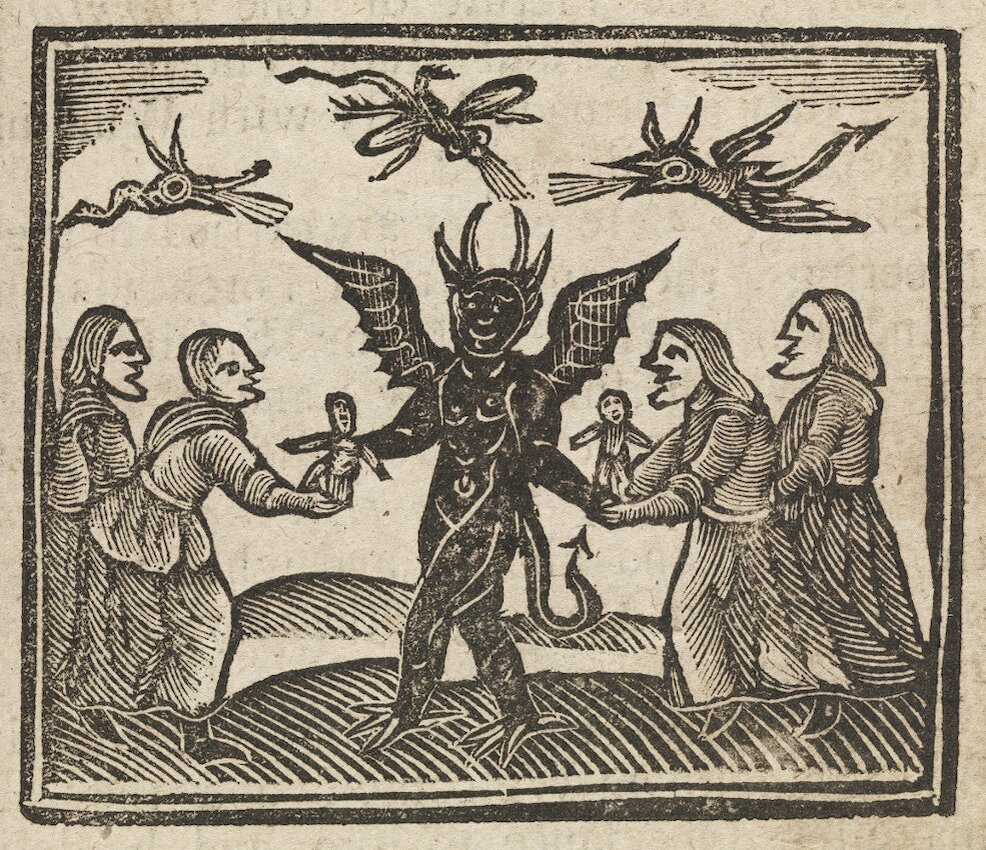 Сношение ведьм с дьяволом. Иллюстрация из книги The History of Witches and Wizards (1720).