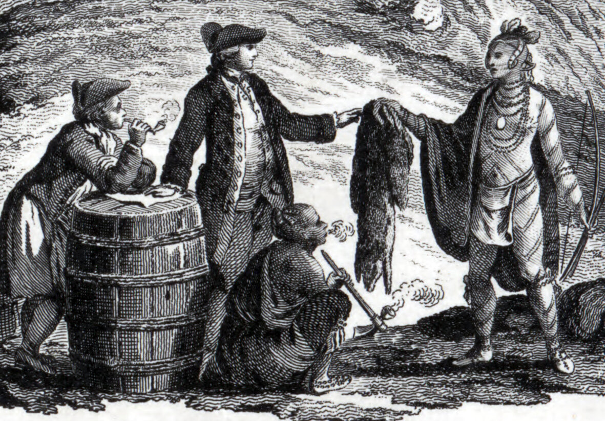 «Торговцы мехом в Канаде, торгующие с индейцами», Фаден В. / Public domain