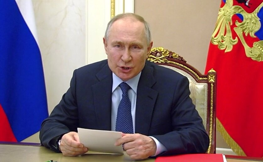 В. Путин. Фото: скринщот автора трансляции Совета Безопасности с сайте Кремля