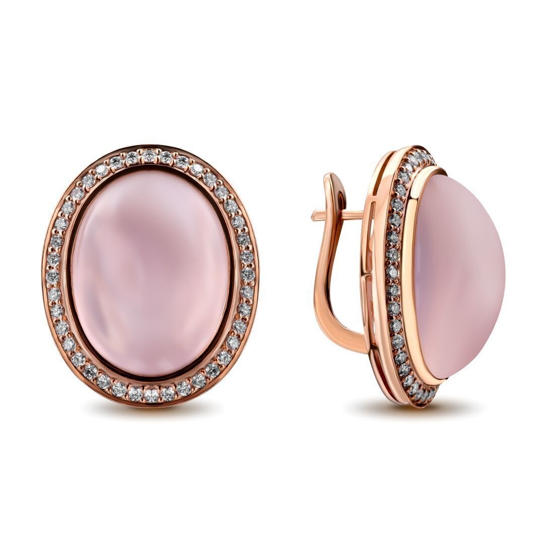 СЕРЬГИ ИЗ КРАСНОГО ЗОЛОТА С КВАРЦАМИ 6.91 ct И БРИЛЛИАНТАМИ