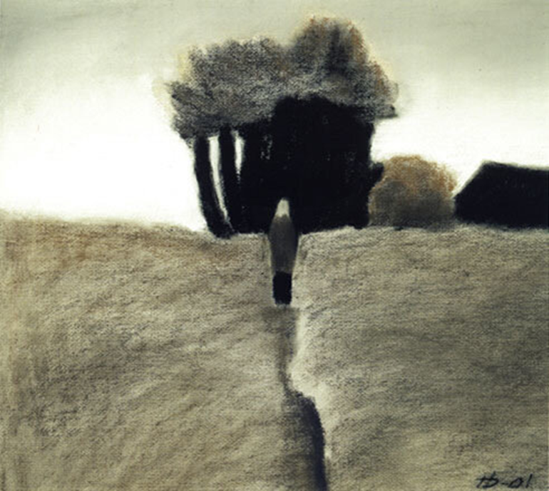 Дик П. Г. Одинокая фигура. Бумага, пастель, уголь. 2001 год. Собрание семьи художника https://0valia.livejournal.com/5302.html#cutid1
