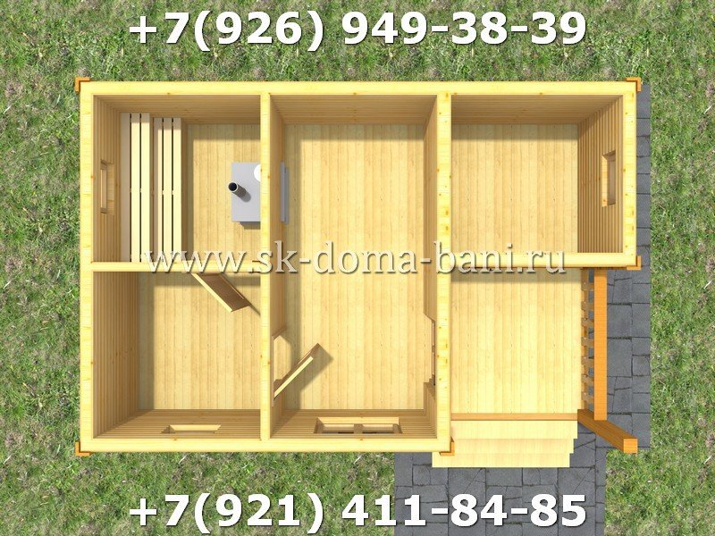 Проект Б-7 4х6 м баня из профилированного бруса заказать