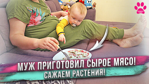 Download Video: Сырое мясо на ужин! Ребенок 11 месяцев хочет тоже. Экспериментальный семейный влог про собак и людей. День 02