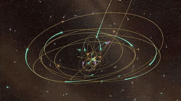 Движение звезд вокруг массивного тела (предположительно СМЧД) в центре Млечного Пути. Источник: NYT