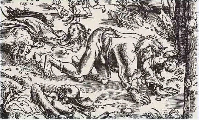 Оборотень нападает на детей. Ксилография Лукаса Кранаха. Источник фото https://holmtain.ru