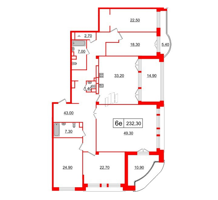 Эксклюзивная планировка с 5-ю комнатами