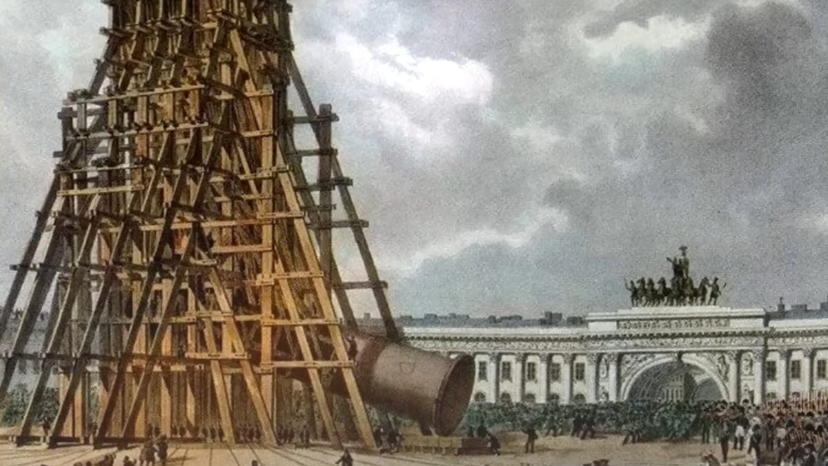 Колонна в прошлом 5. 1832 — В Петербург привезена Александровская колонна. Александрийская колонна 19 века. Подъём Александровской колонны в 1832 году.