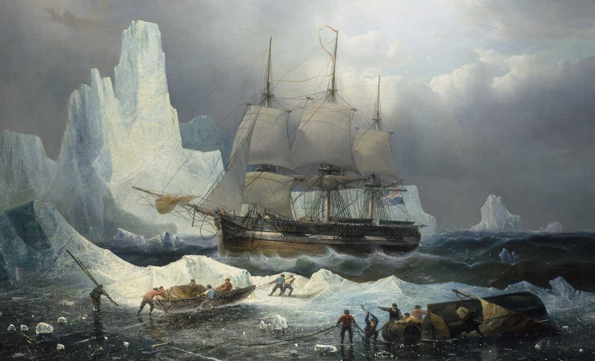 Корабль "Эребус" во льдах, 1846 год. Франсуа Этьен Мусин.