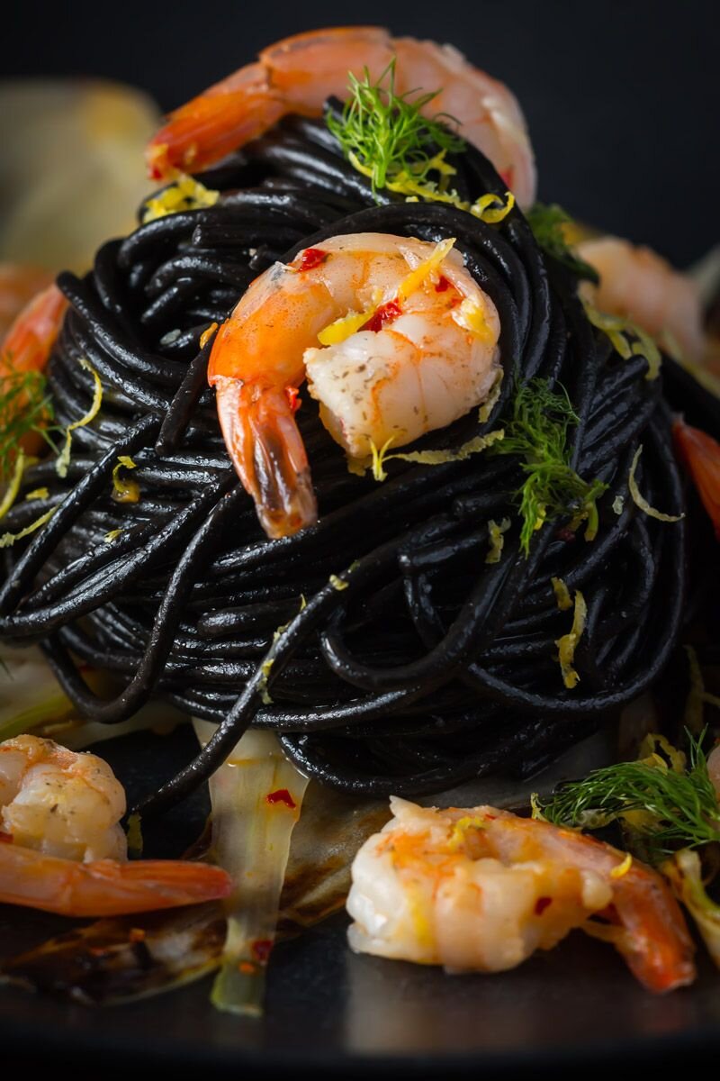 Спагетти Неро с морепродуктами